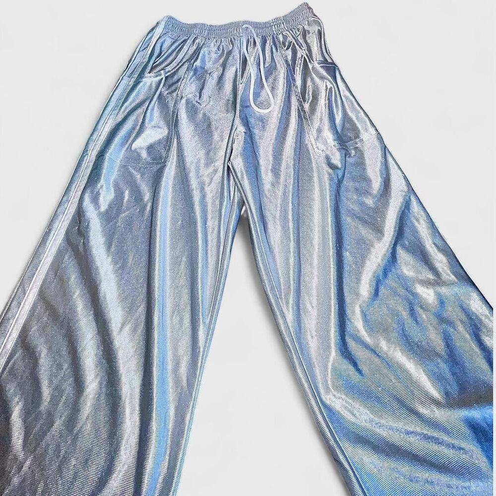 Miken Clothing Company Vintage Silver White Striped FLAWED Pants - Size Small